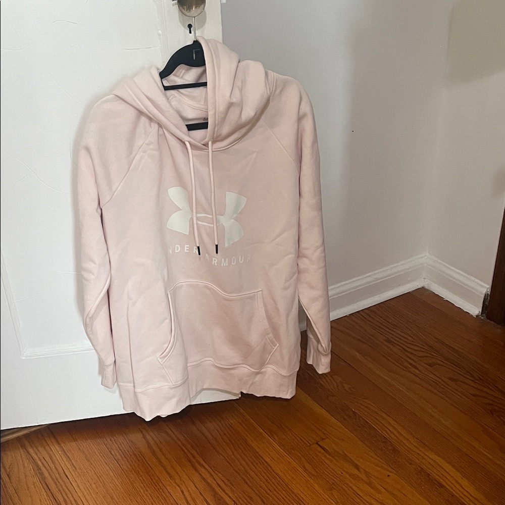 Under Armour Pale Pink Pullover Hoodie with White Logo